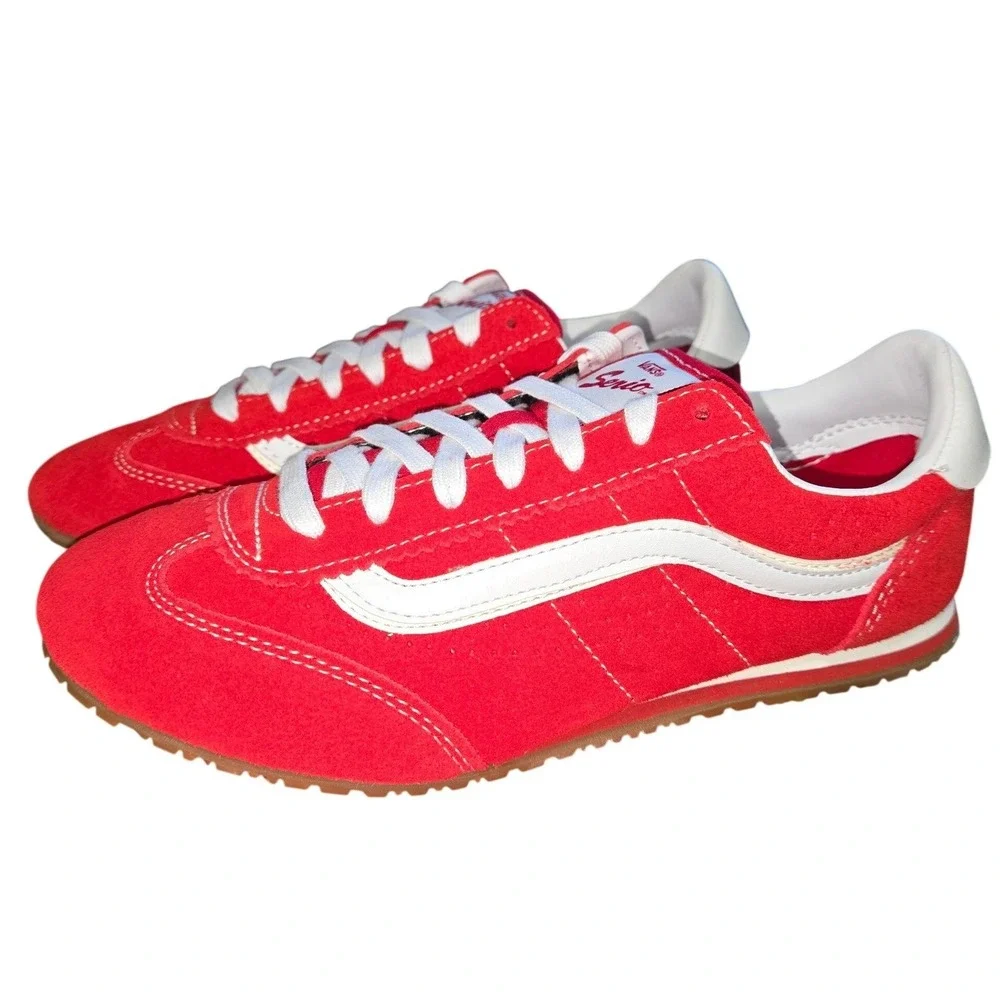 Vans Serio Super Lowpro Racing Red White Suede Sneakers Mens 7.5 W 9